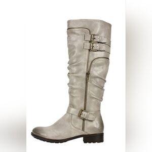 White Mountain Leather Riding Boots, Light Grey, size 8